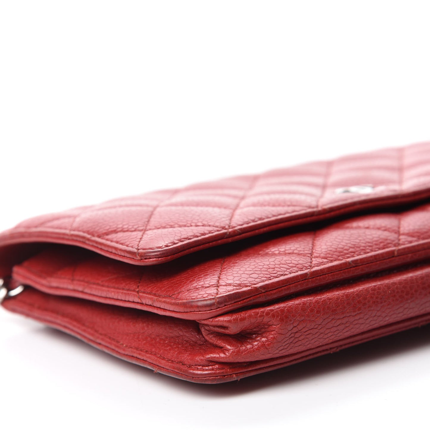 Caviar Quilted Wallet On Chain WOC Dark Red