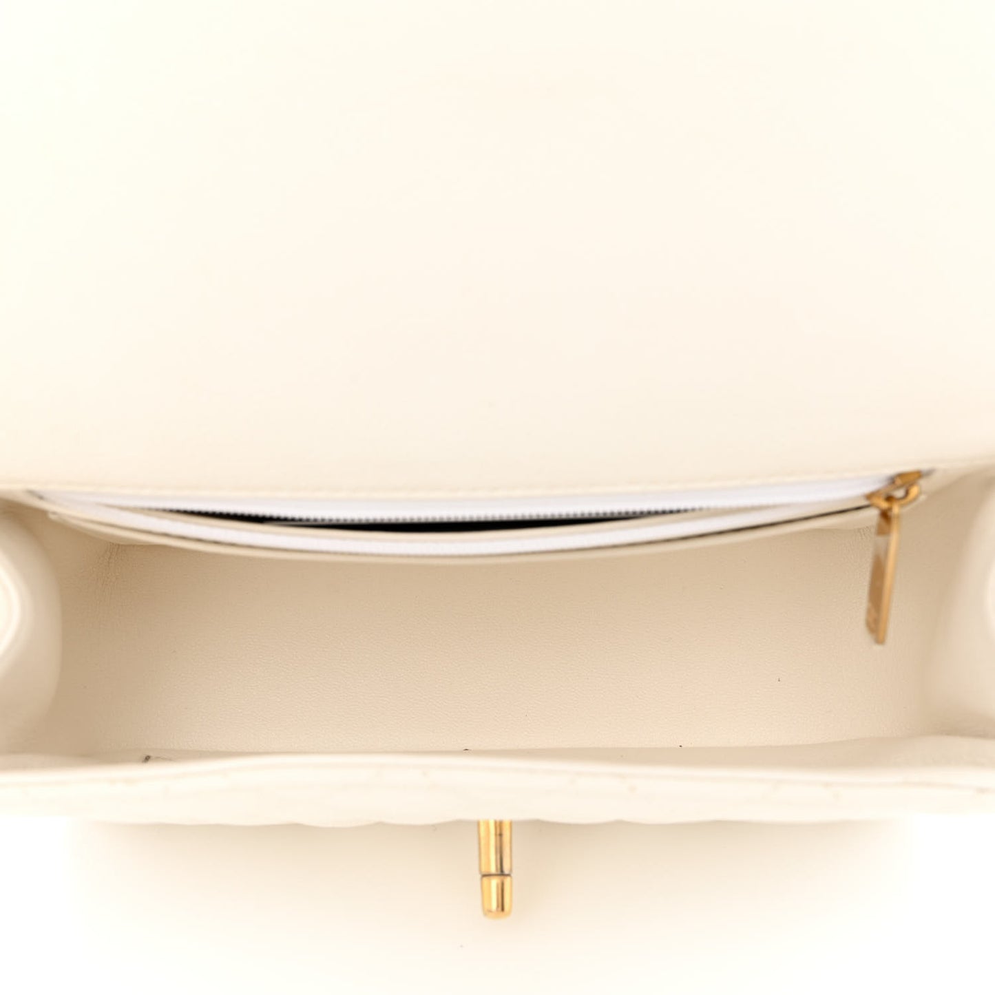 Caviar Quilted Mini Top Handle Rectangular Flap White
