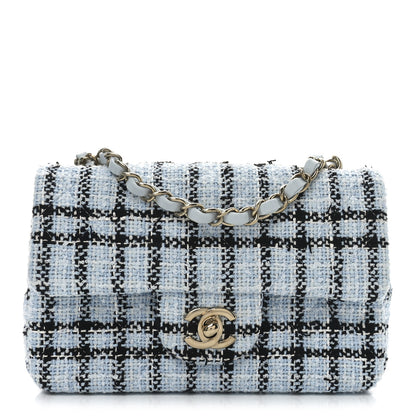 Chanel Tweed Quilted Mini Rectangular Flap Light Blue 1 of 10