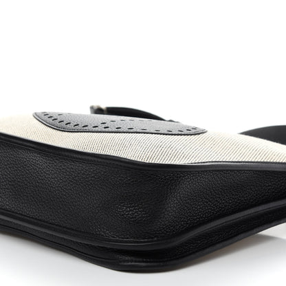 Hermes Toile Taurillon Clemence Evelyne III PM Ecru Black 9 of 9