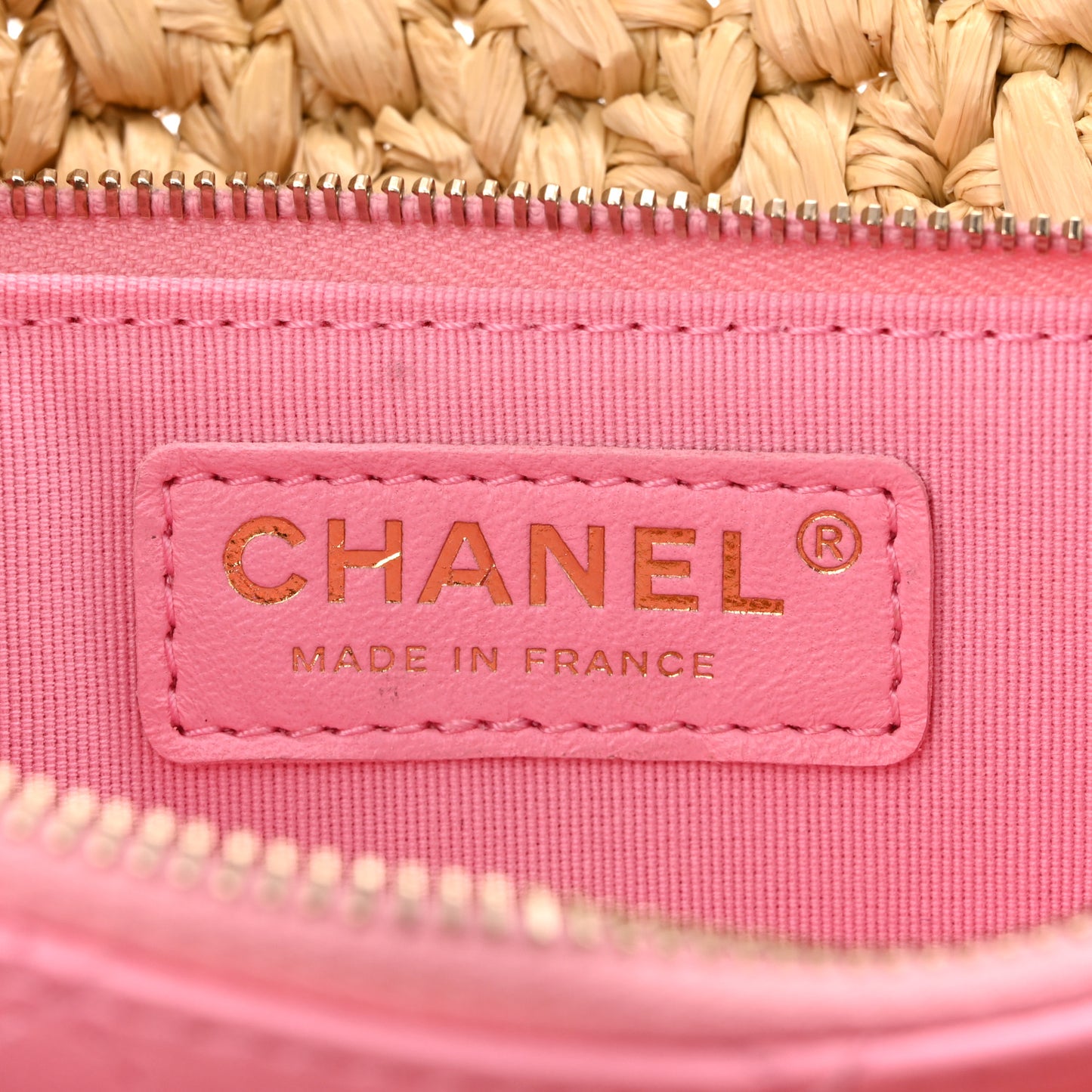 Raffia Chain Venice Beach Flap Bag Beige Pink