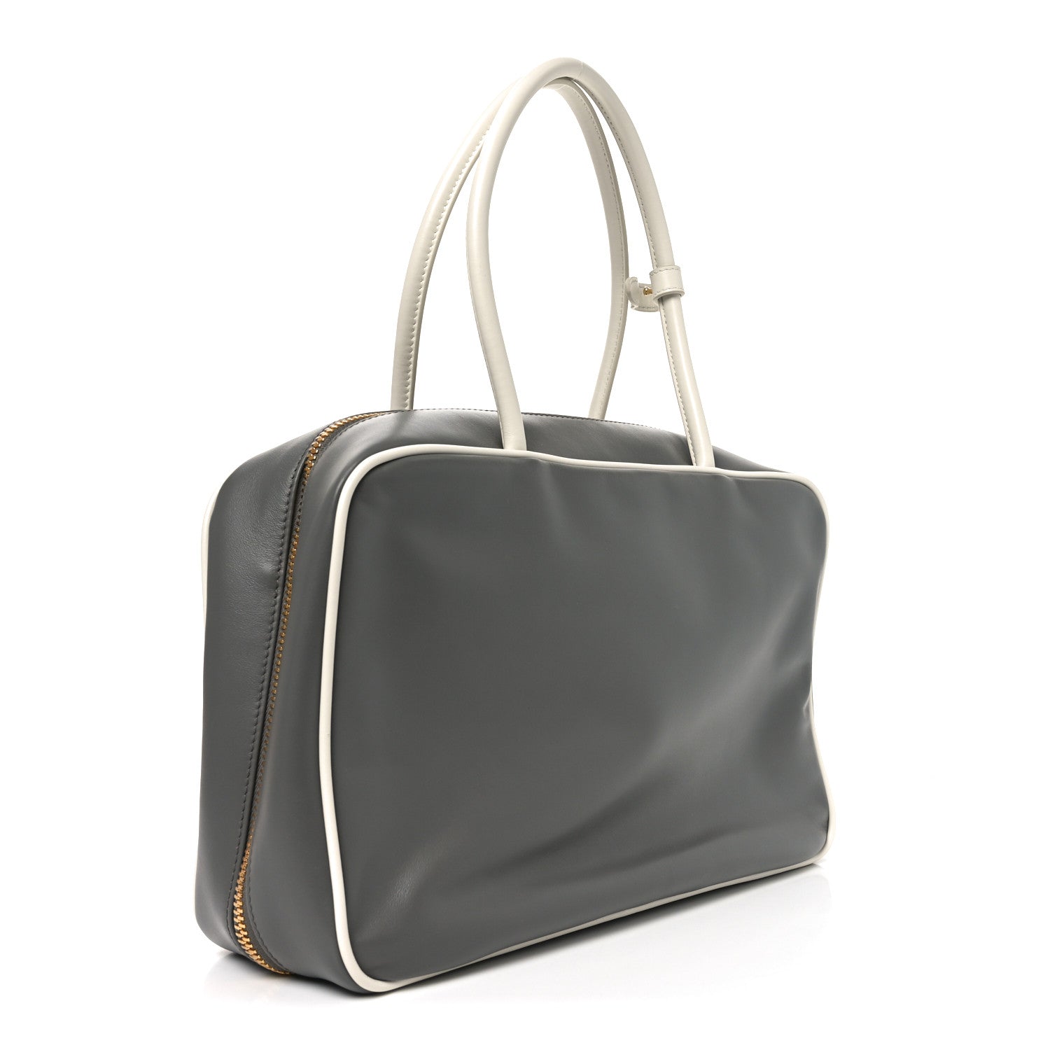 Miu Miu Soft Calf Softy Large Contrast Beau Top Handle Bag Marmo