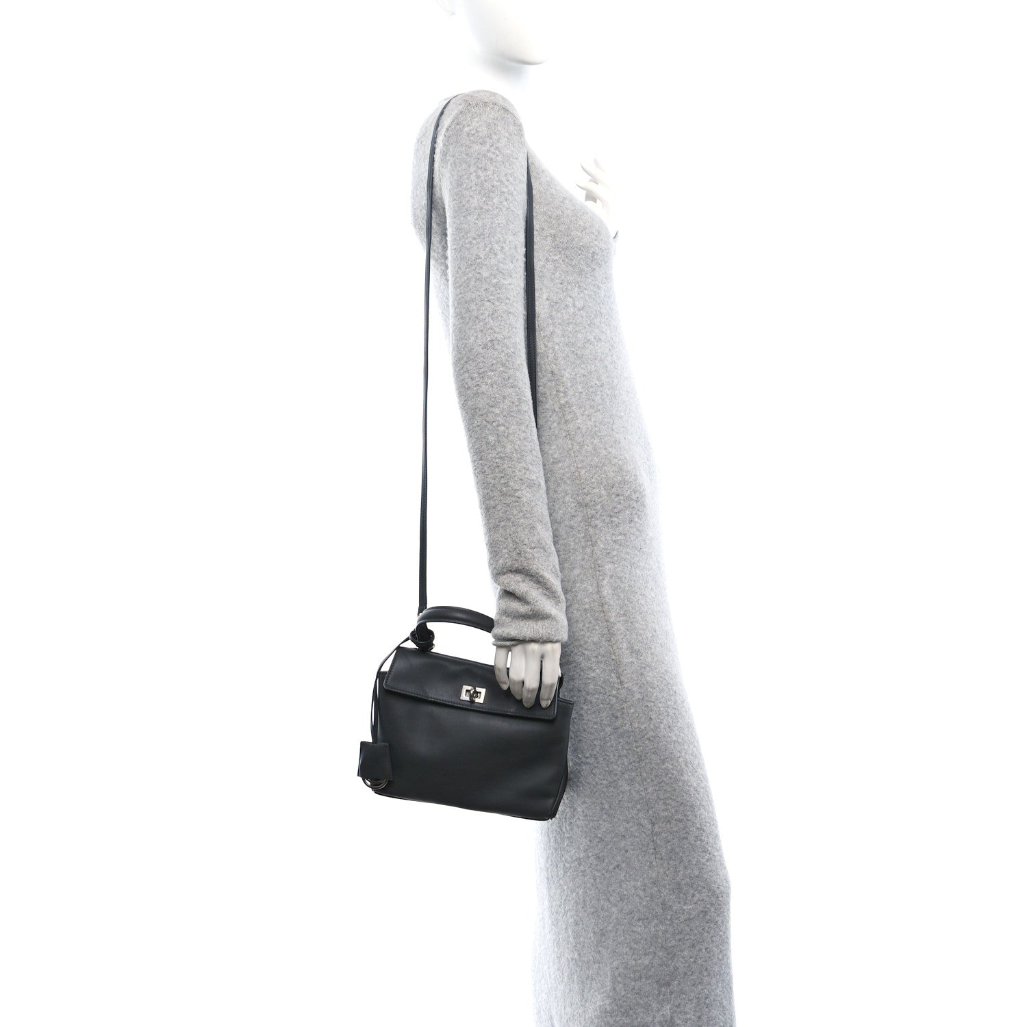 Balenciaga Natural Smooth Calfskin Mini Rodeo Top Handle Handbag Grey 2 of 10