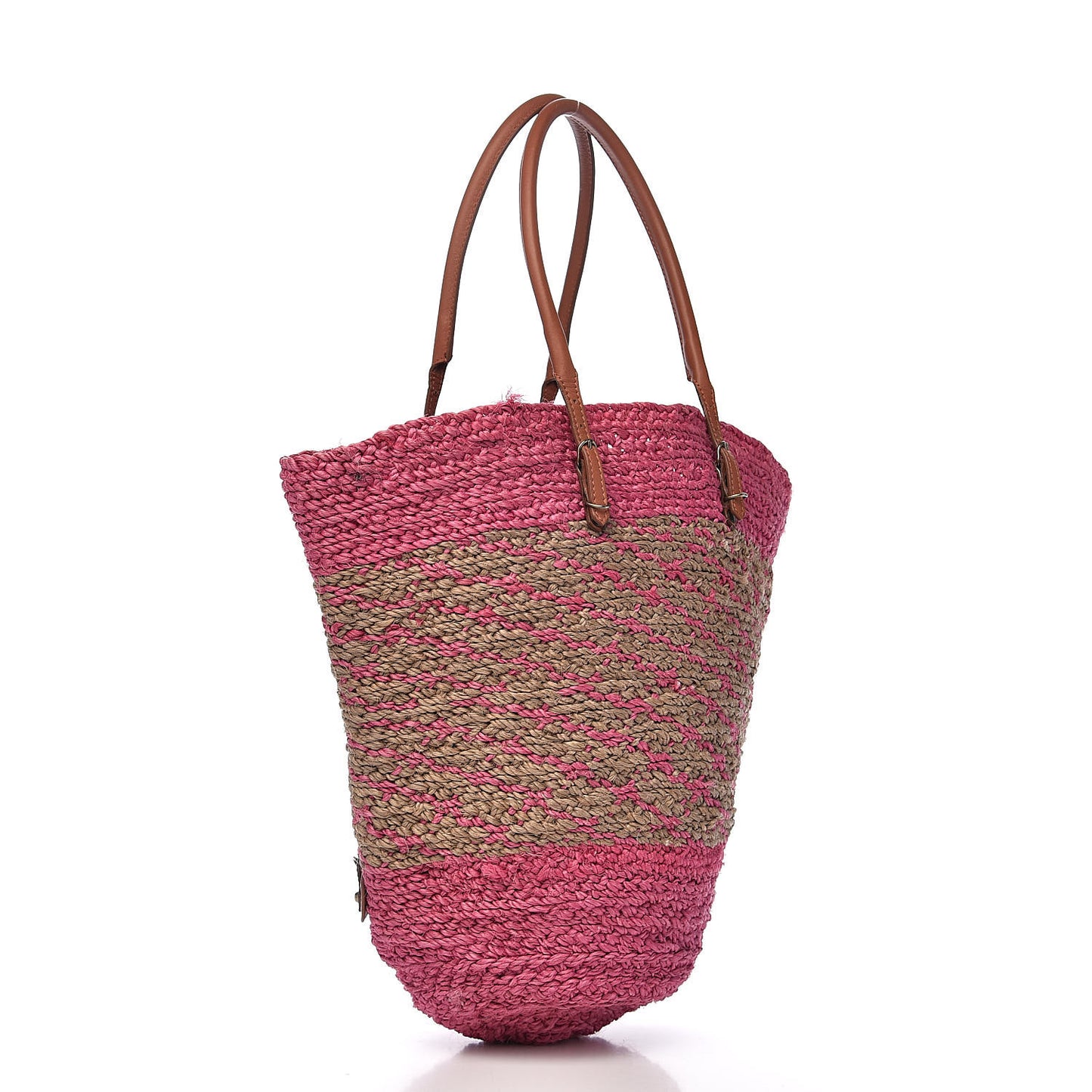Raffia Panier Two-Toned Raffia Tote Pink Natural
