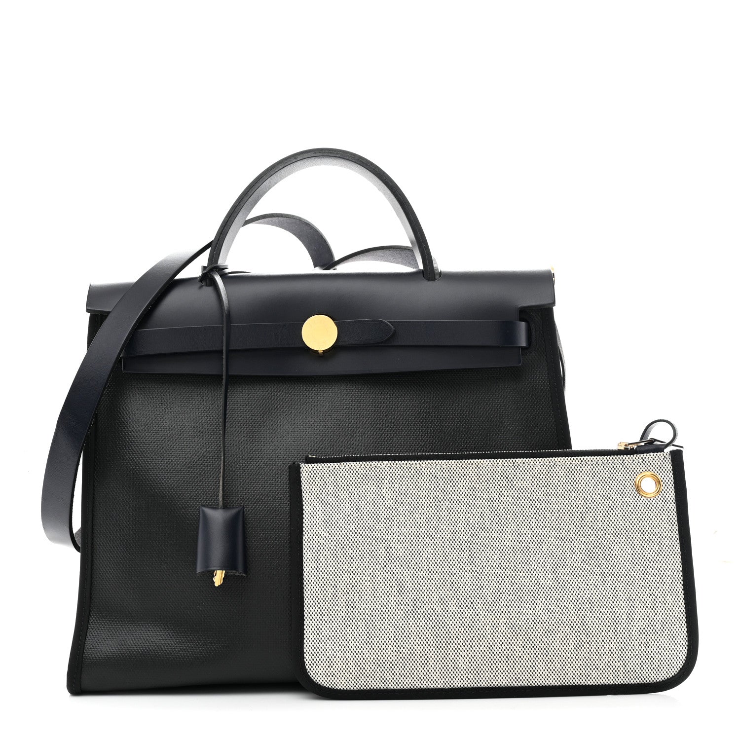 Hermes Toile H Berline Vache Hunter Herbag Zip PM Black Bleu Nuit 3 of 11