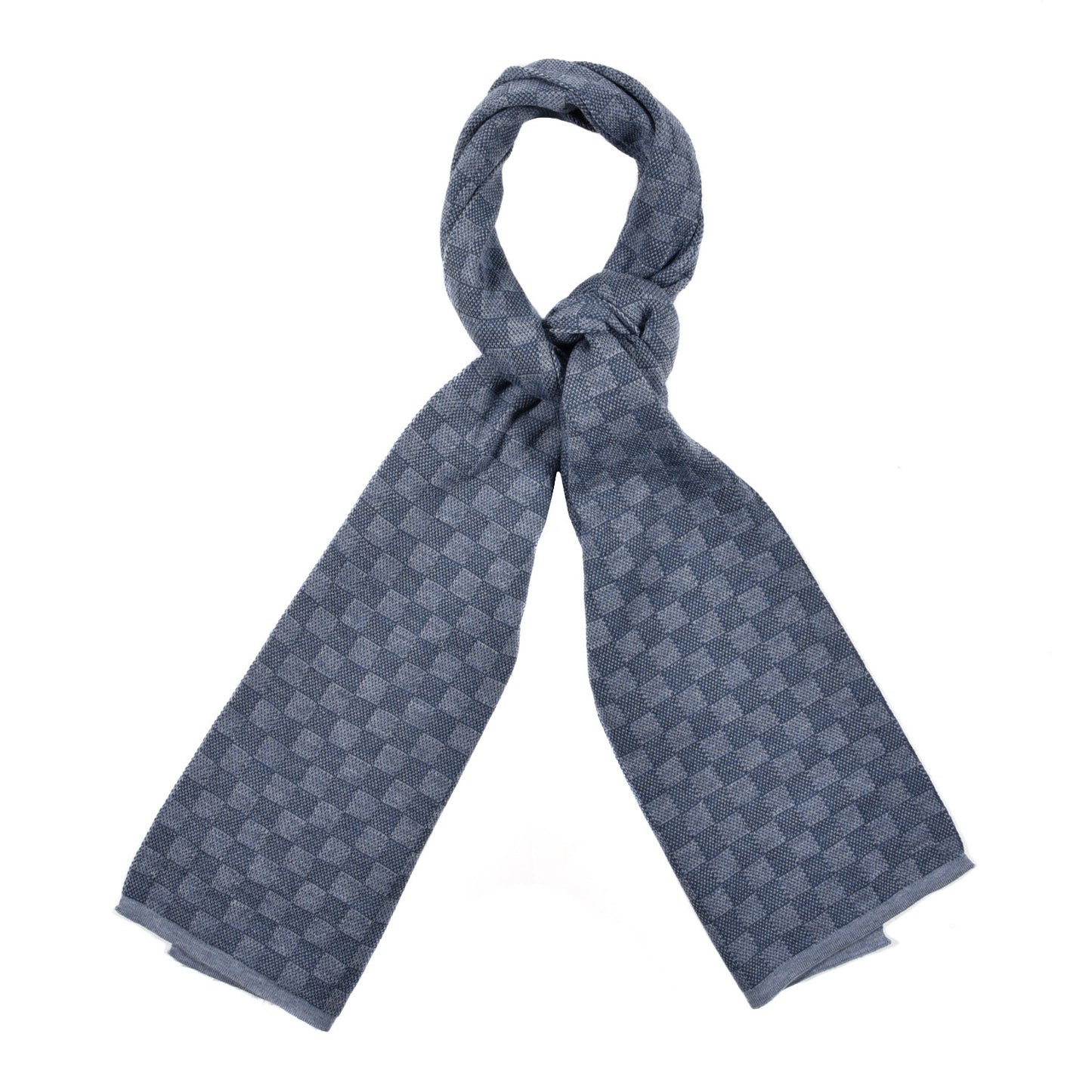 Wool Petit Damier Graphite Scarf Light Blue