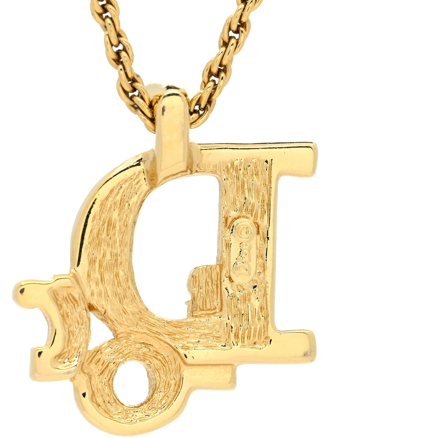 Christian Dior Crystal Logo Necklace Gold 5 of 5