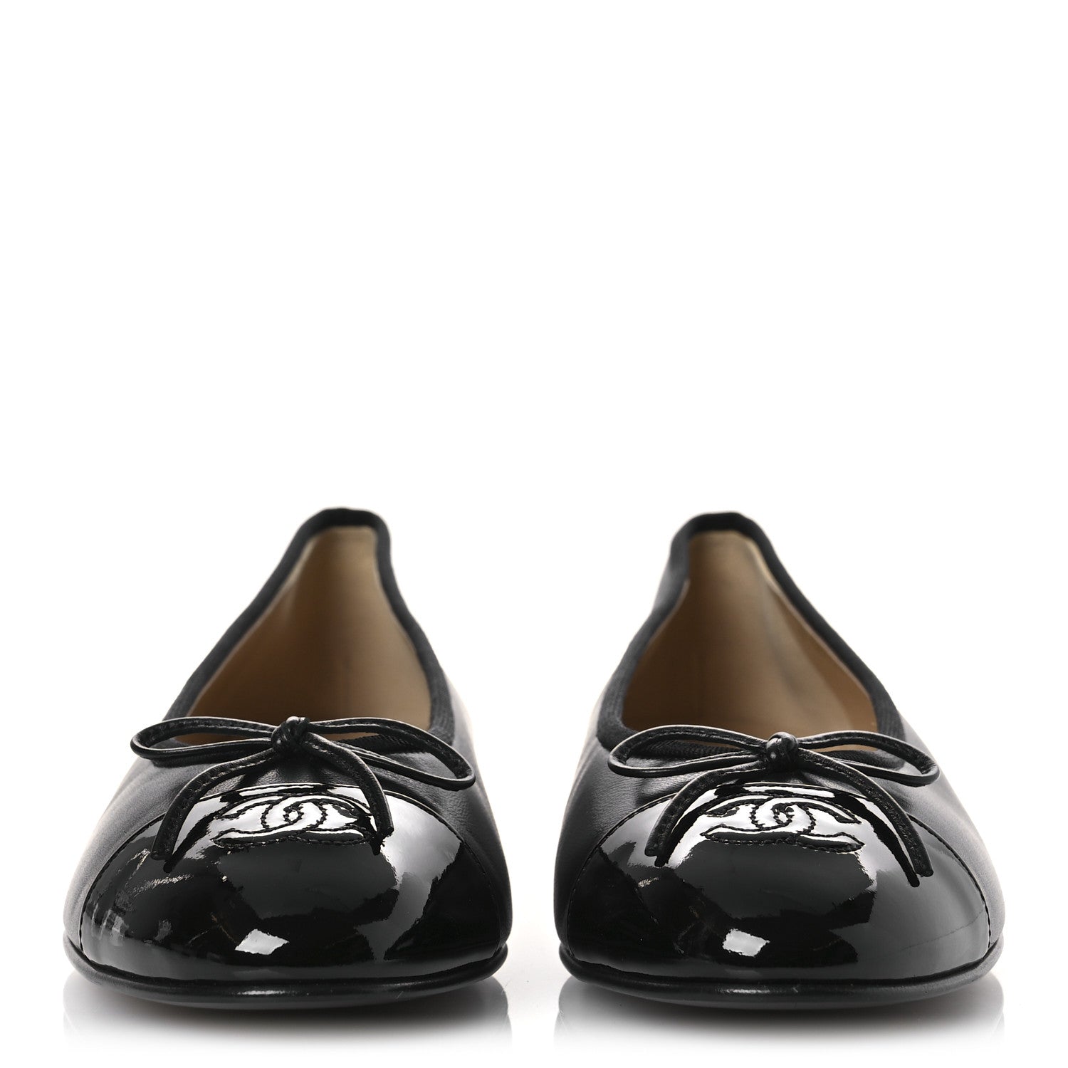 Chanel Lambskin Patent Cap Toe Ballerina Flats 40.5 Black 3 of 11