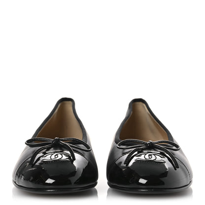 Chanel Lambskin Patent Cap Toe Ballerina Flats 40.5 Black 3 of 11