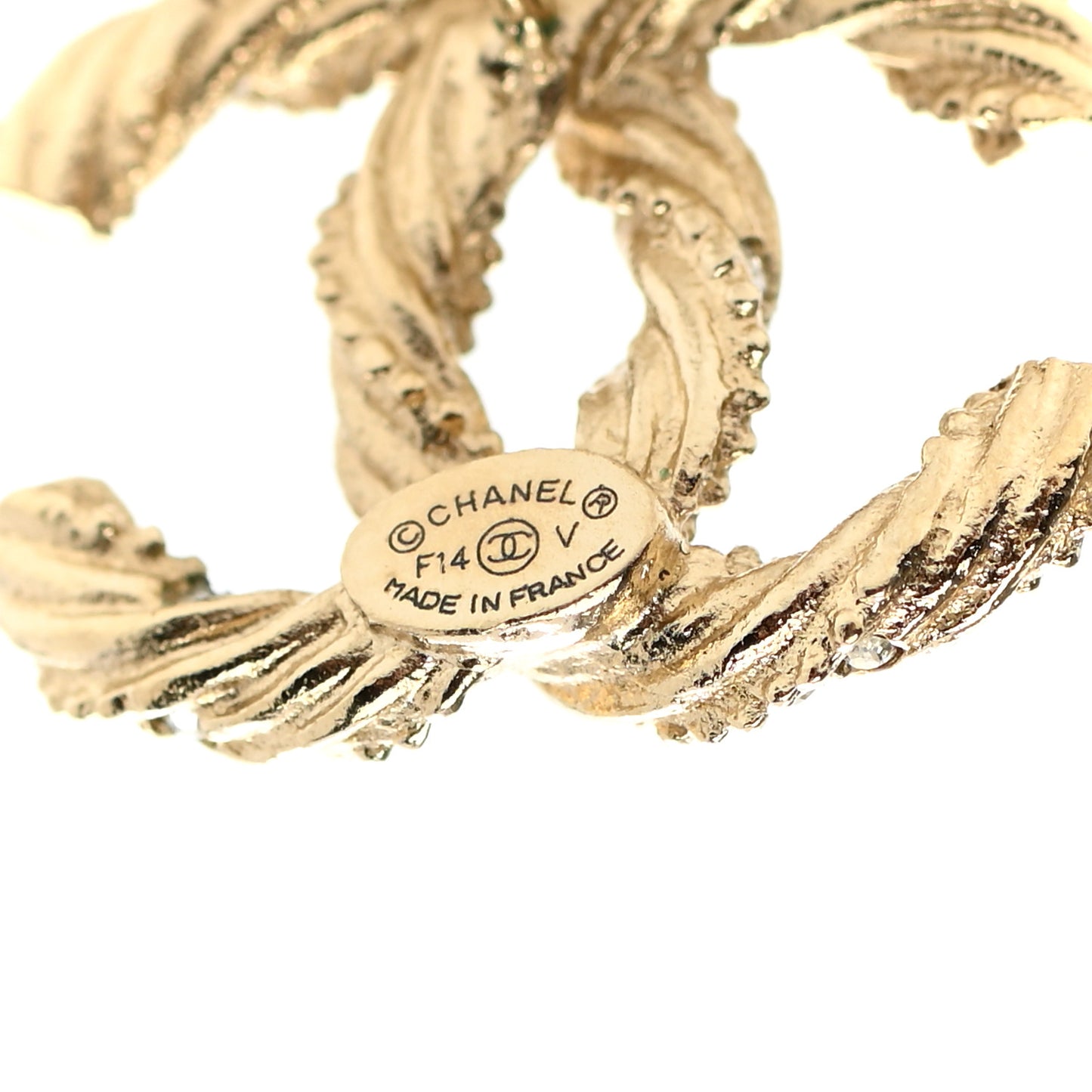 Crystal Twisted CC Earrings Gold