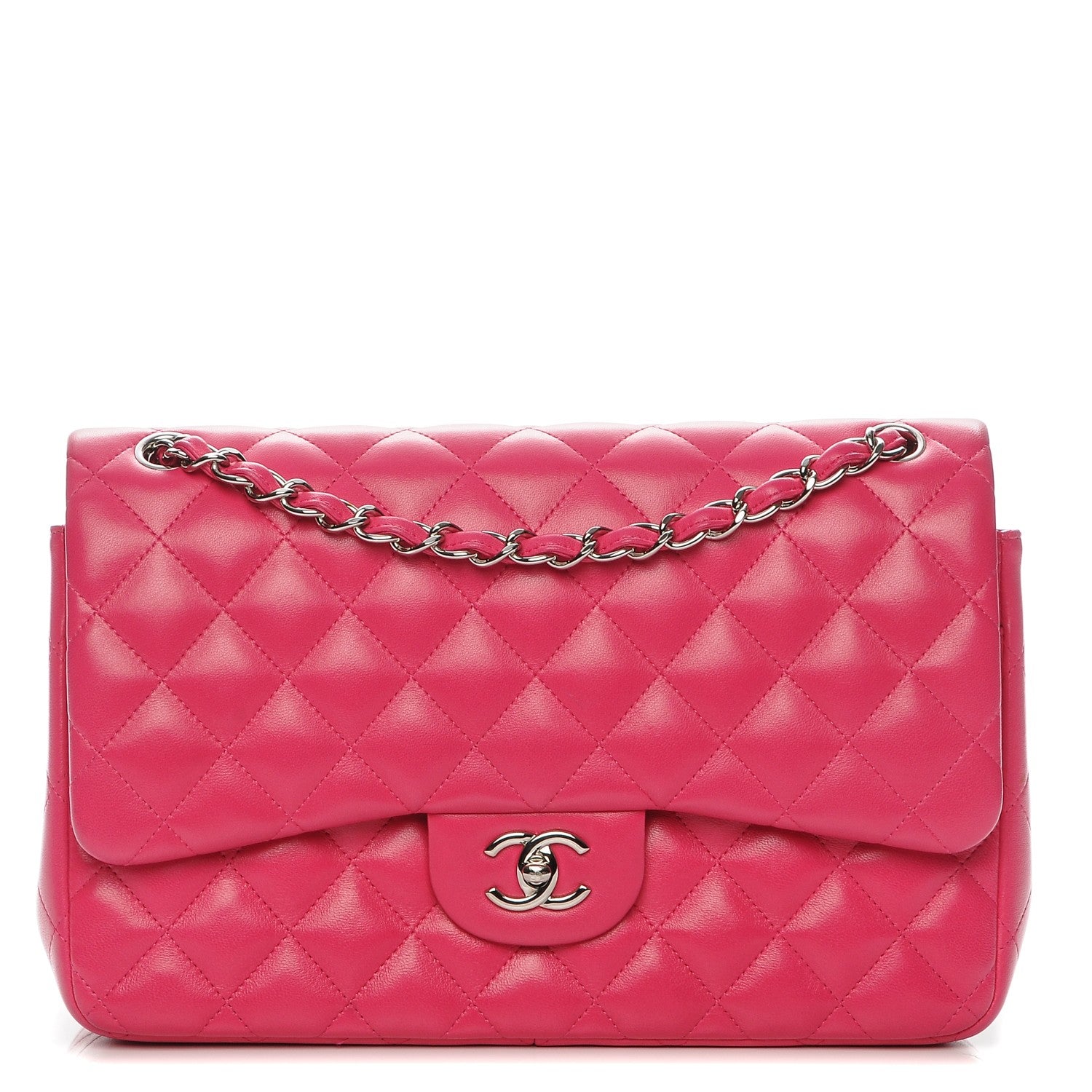 Chanel Lambskin Quilted Jumbo Double Flap Dark Pink 1 of 7