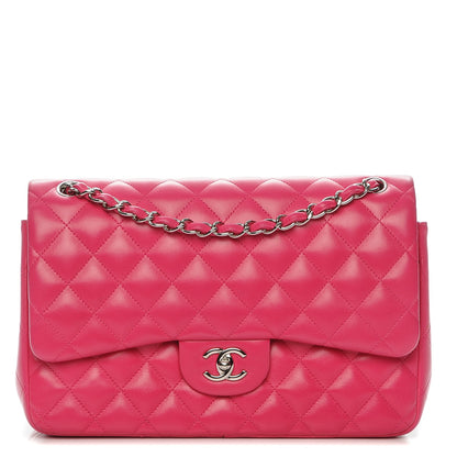 Chanel Lambskin Quilted Jumbo Double Flap Dark Pink 1 of 7
