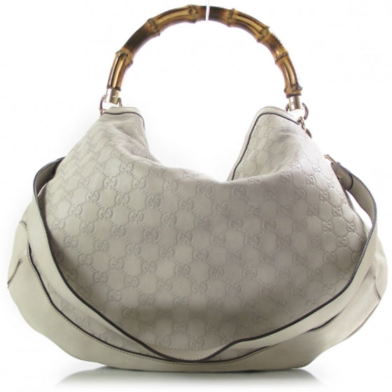 Guccissima Peggy Bamboo Top Handle Bag Ivory