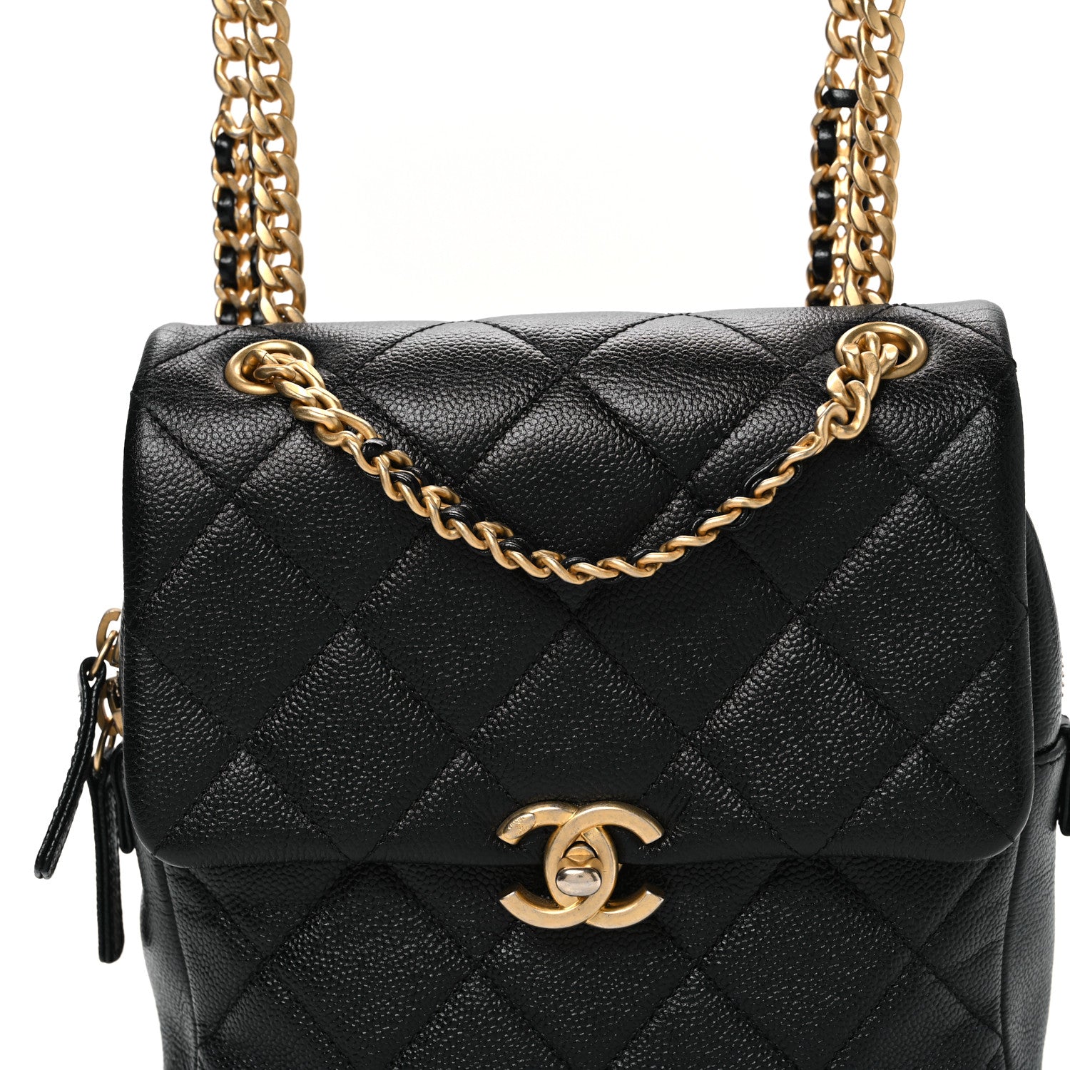 Chanel Shiny Caviar Quilted Chain Melody Backpack Black 8 of 12