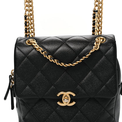 Chanel Shiny Caviar Quilted Chain Melody Backpack Black 8 of 12