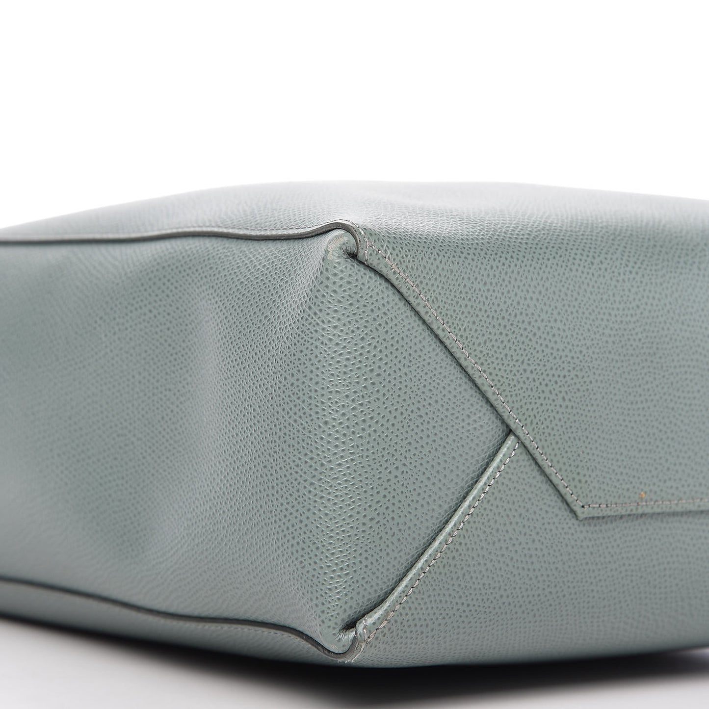 Grained Calfskin Small Vertical Cabas Green