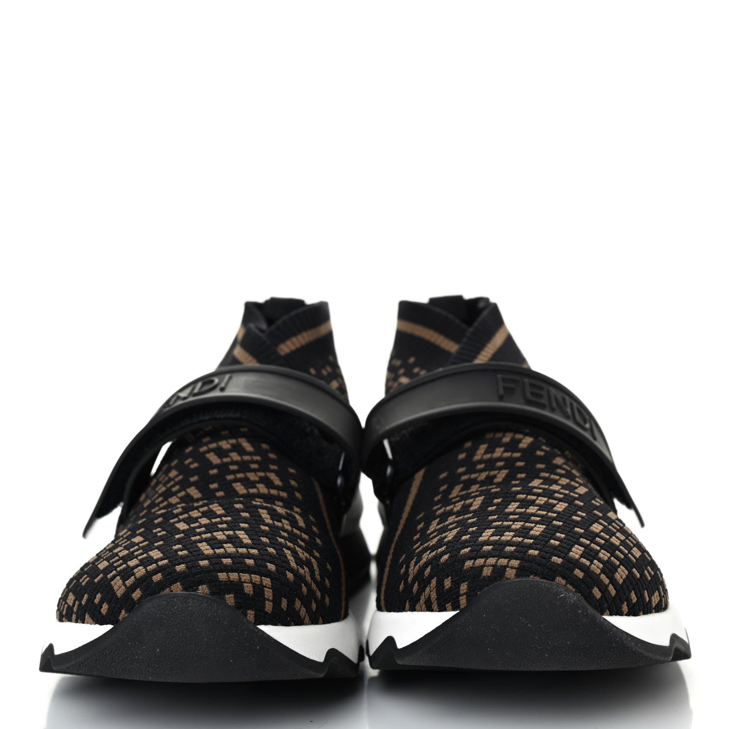 Fendi Stretch Yarn FF Stiff Band Rockoko Sneakers 38 Black Tobacco 2 of 4