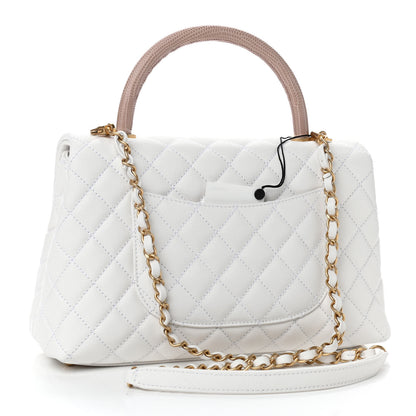 Chanel Caviar Lizard Quilted Small Coco Handle Flap White Beige 2 of 8