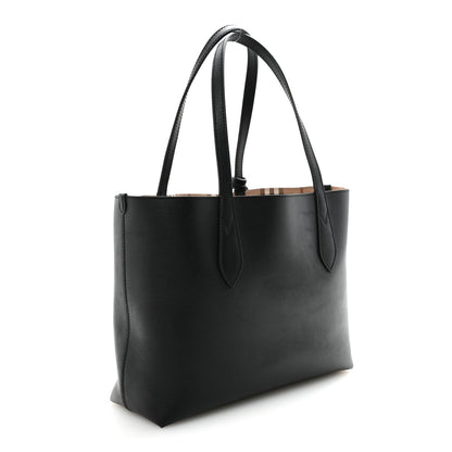 Burberry Grainy Calfskin Haymarket Check Small Reversible Tote Black 3 of 9
