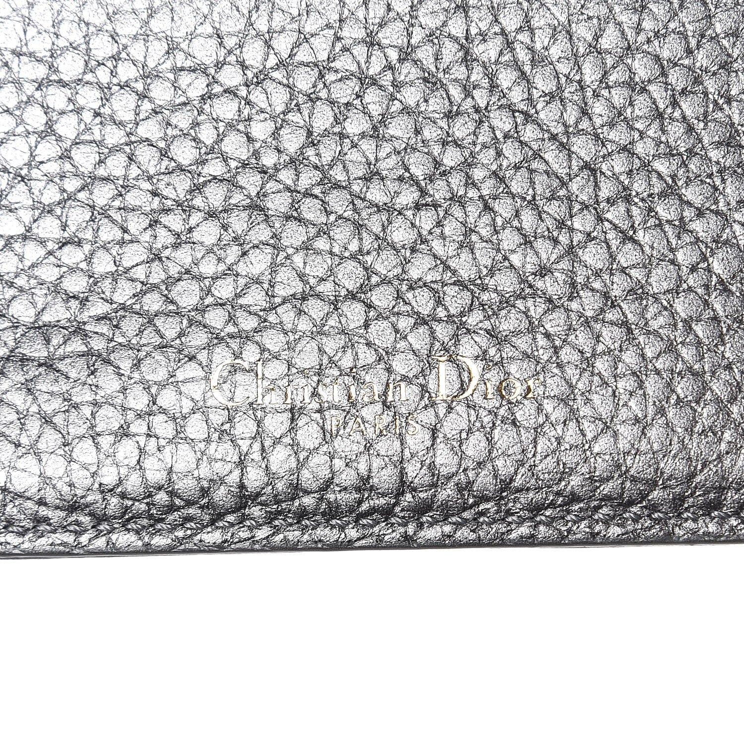 Christian Dior Metallic Grained Calfskin Cannage Diorama Card Holder Steel 6 of 8