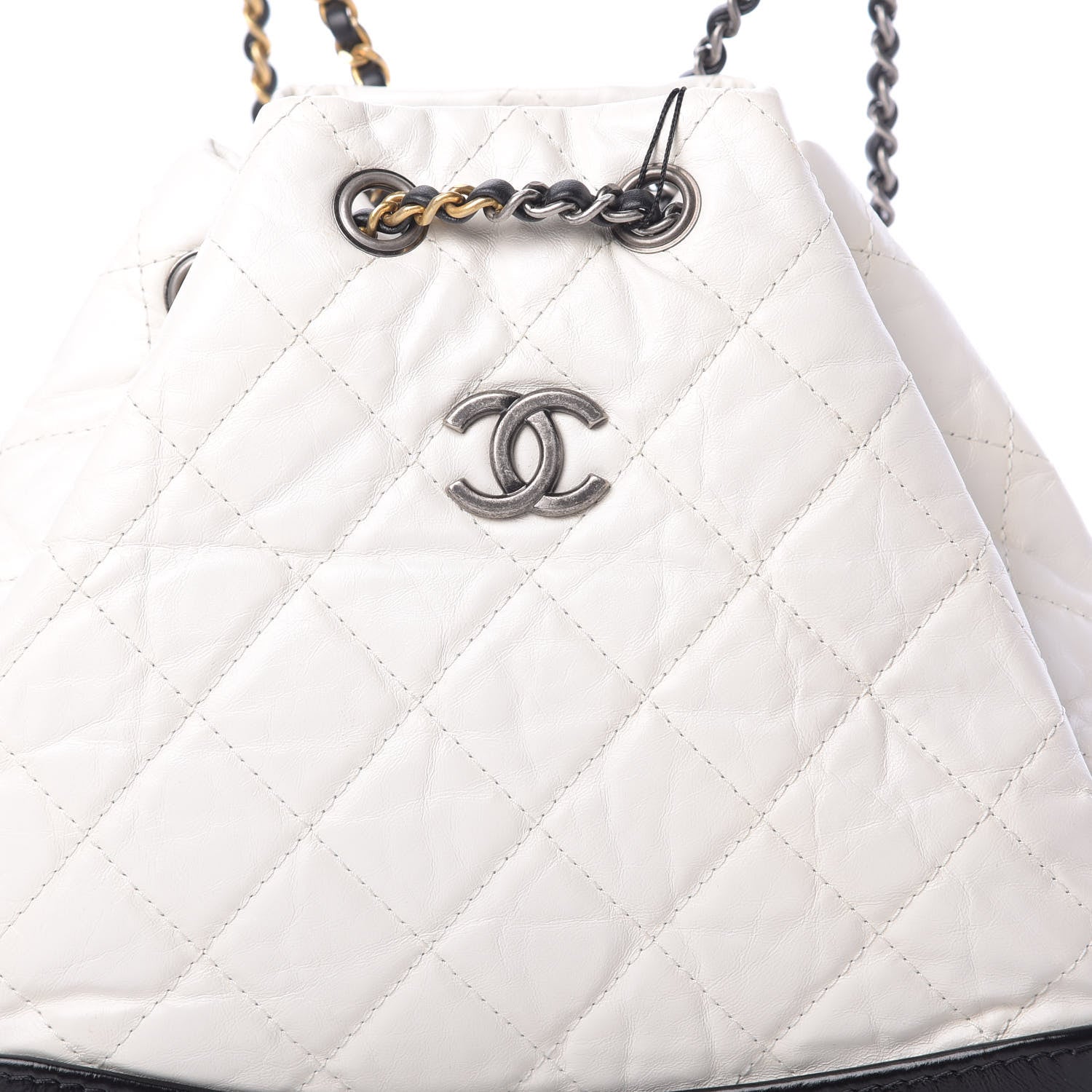 Chanel Aged Calfskin Quilted Small Gabrielle Backpack Black White 7 of 10