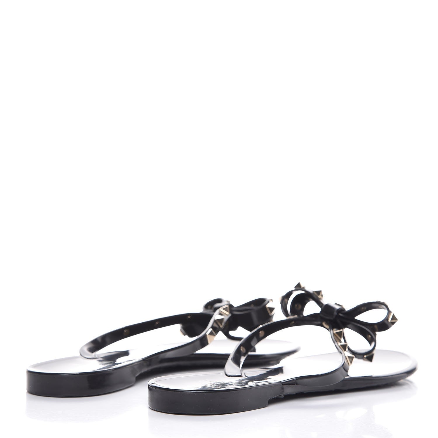 Valentino Garavani PVC Jelly Rockstud Bow Thong Sandals 41 Black 4 of 9