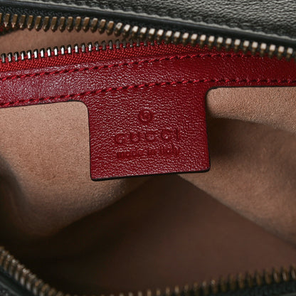 Gucci Vintage Effect Calfskin Matelasse Diagonal Small Torchon GG Marmont Bamboo Top Handle Shoulder Bag Black Romantic Cherry 6 of 11
