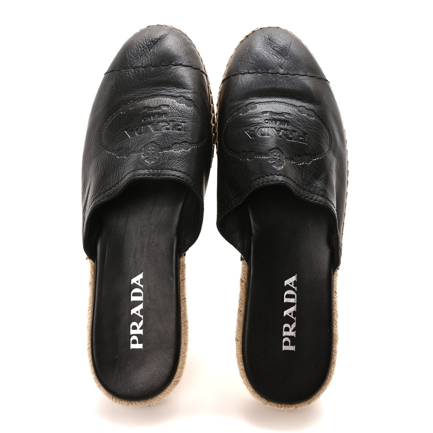 Prada Nappa Logo Cap Toe 20mm Espadrilles Mules 40 Black 2 of 8