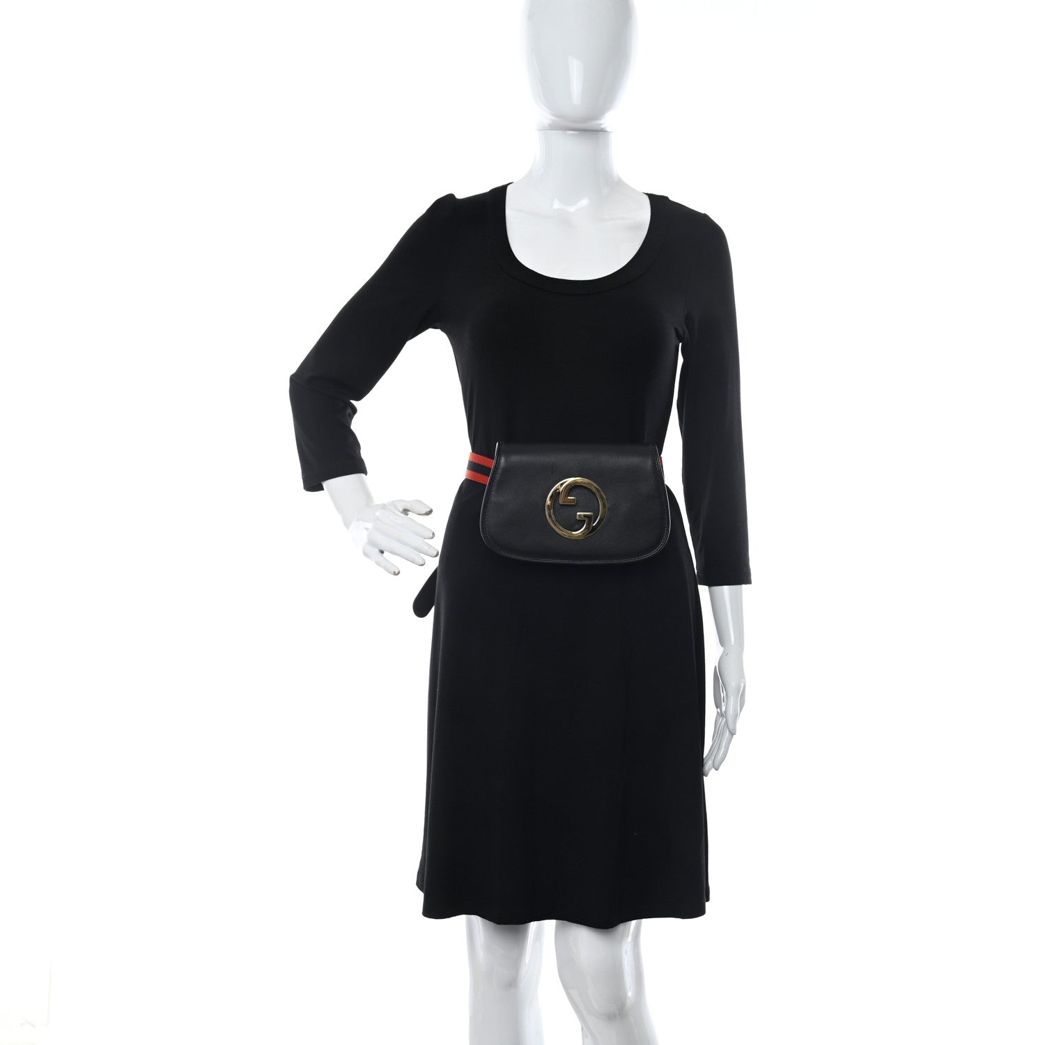 Gucci Roxy Calfskin Web Blondie Belt Bag 90 36 Black 2 of 10