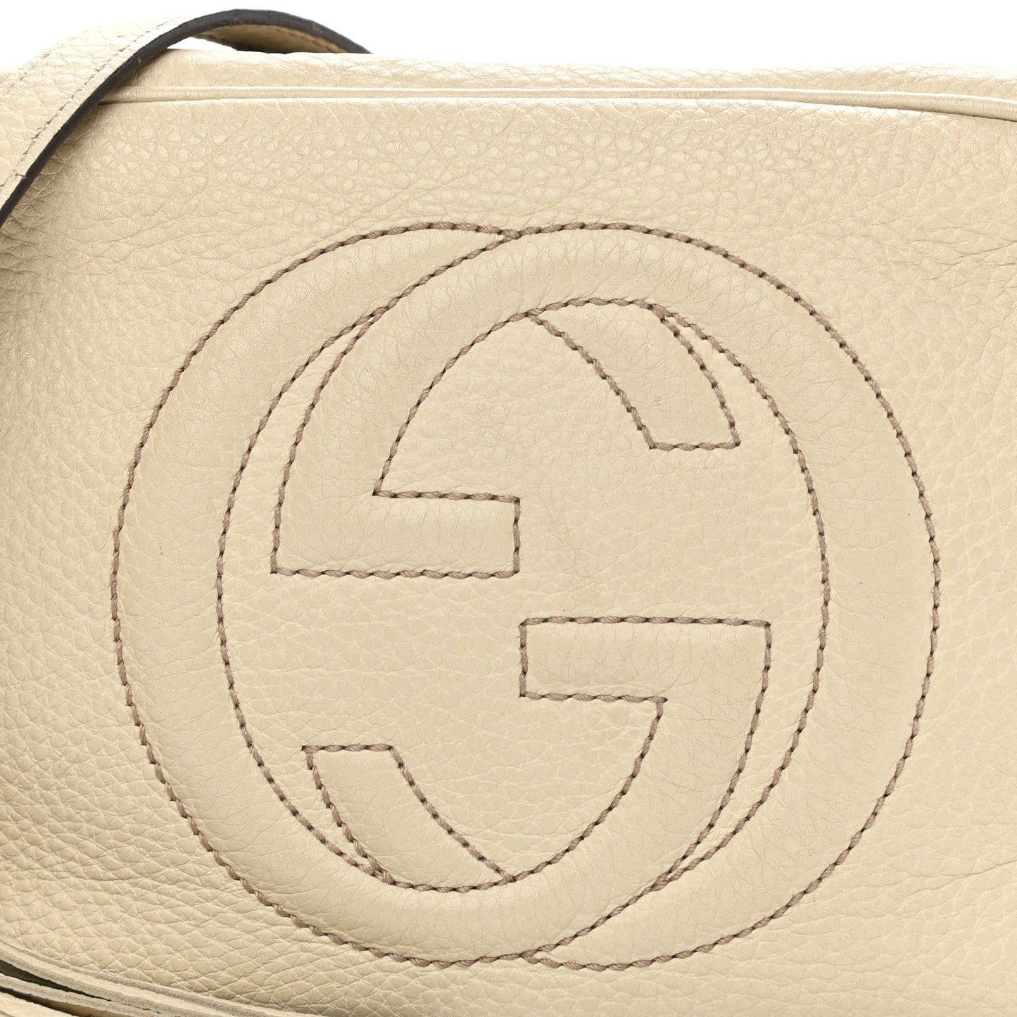 Pebbled Calfskin Small Soho Disco Bag Off White