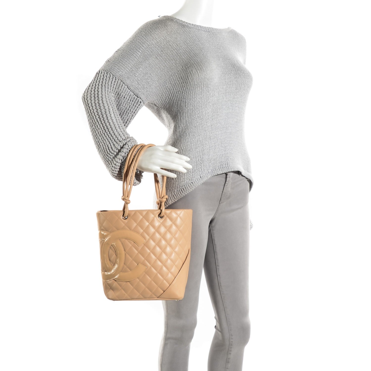 Chanel Calfskin Quilted Medium Cambon Tote Beige 5 of 8