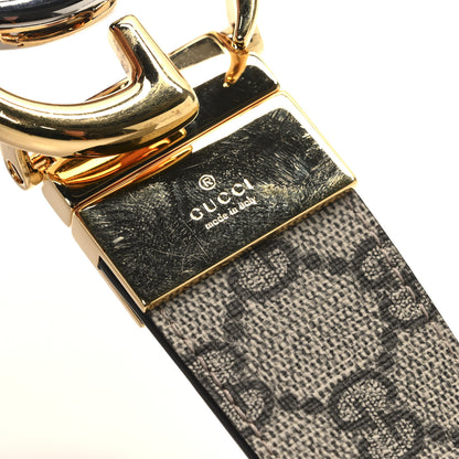 Gucci GG Supreme Monogram Plutone Calfskin Double G Reversible 37mm Belt  75 30 Beige Ebony Souffle Rose 5 of 6