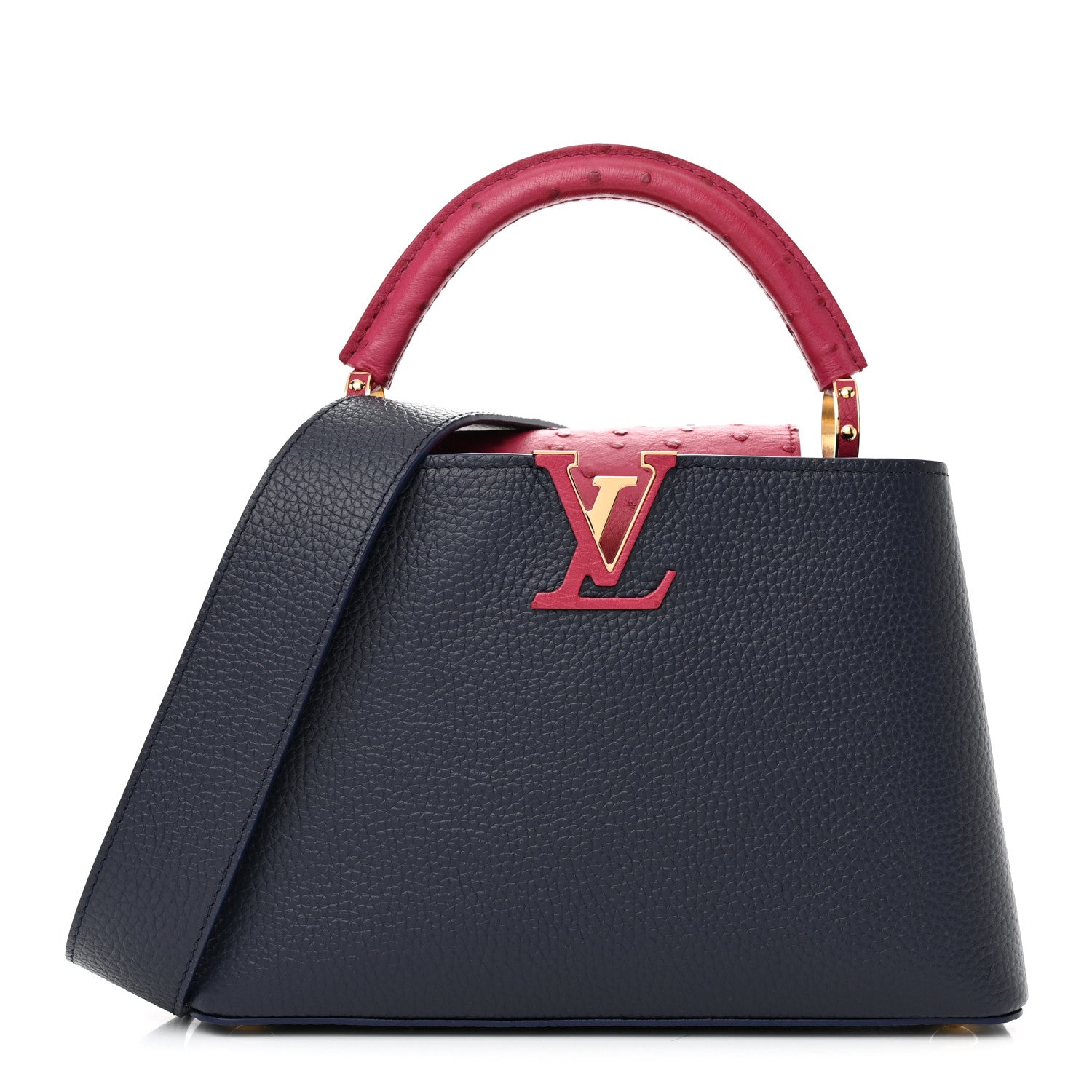 Louis Vuitton Ostrich Capucines BB Bleu de France Berry Red 1 of 9