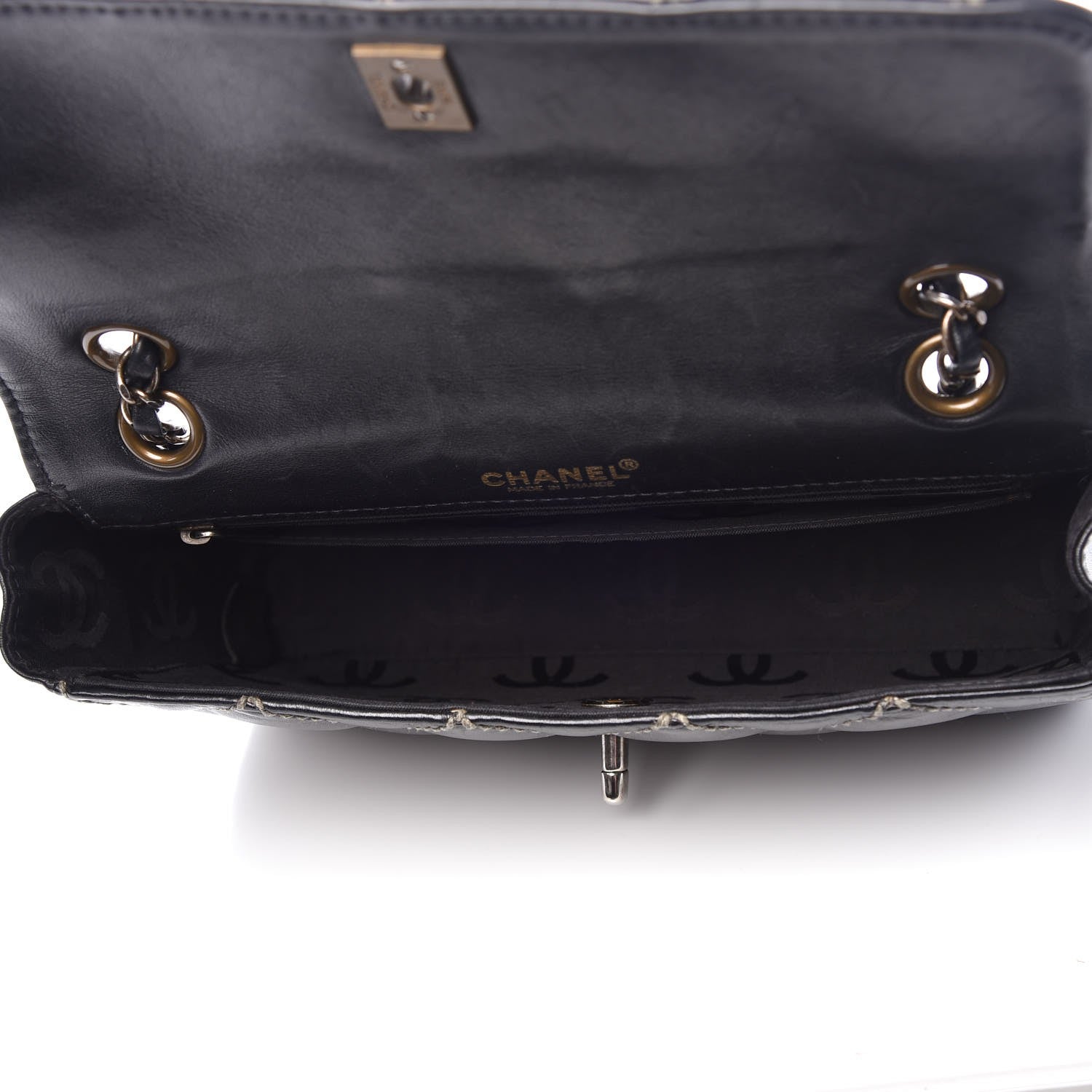 Chanel Calfskin Quilted Contrast Stitch Medium Flap Black 5 of 10