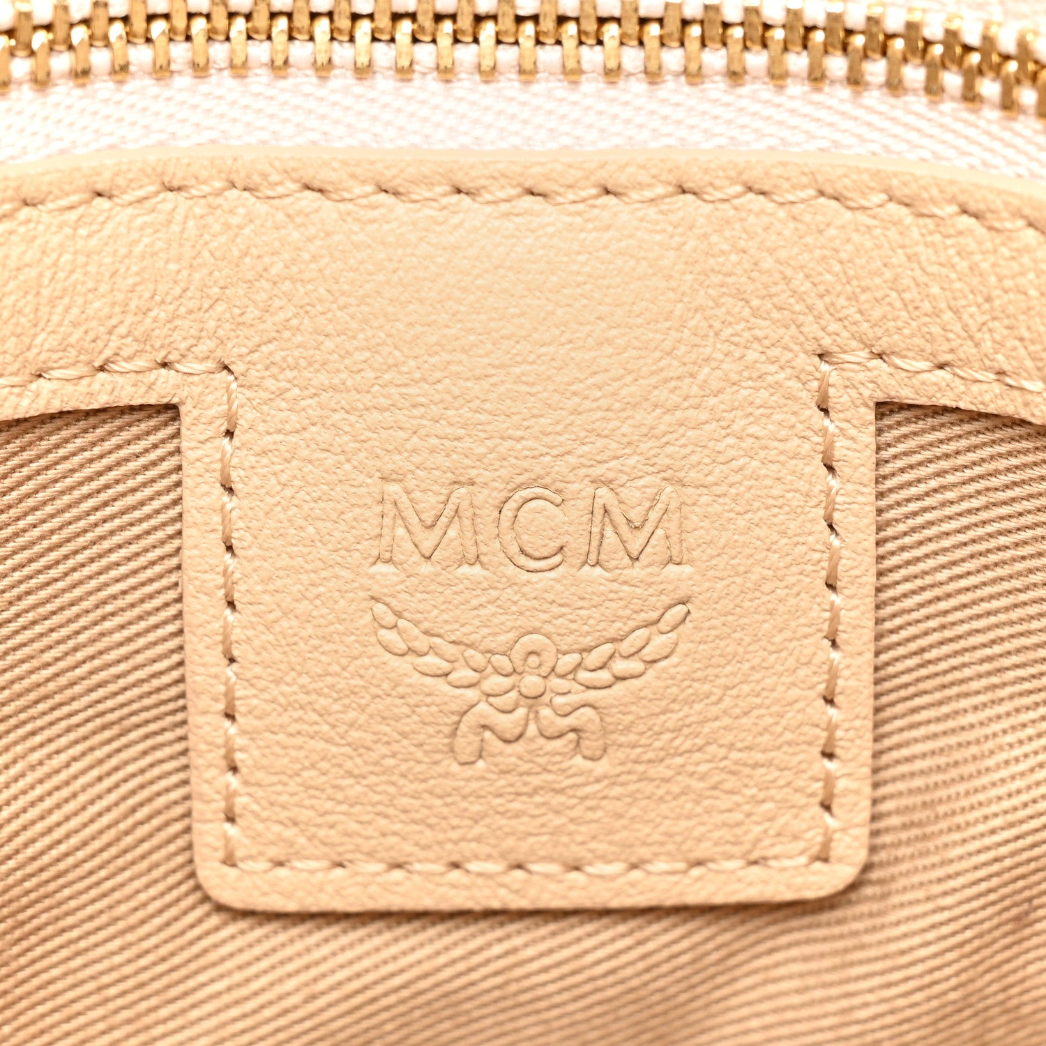 MCM Visetos Medium Crossbody Pouch Beige 7 of 9
