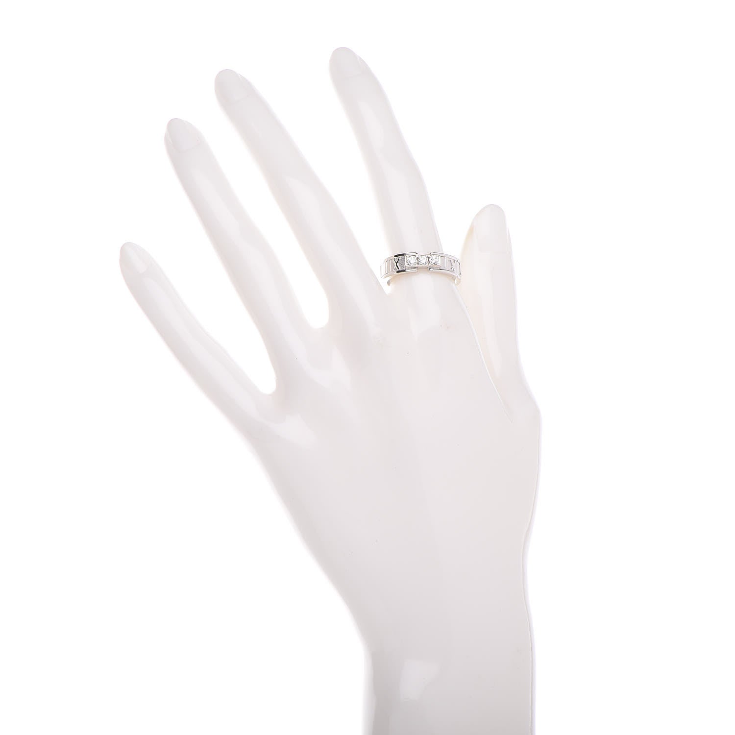 Tiffany 18K White Gold Diamond Atlas Ring 54 7 2 of 6