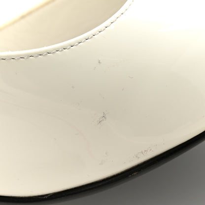 Prada Patent Calfskin Logo Pointed Toe Slingback Wedges 40.5 White 9 of 15