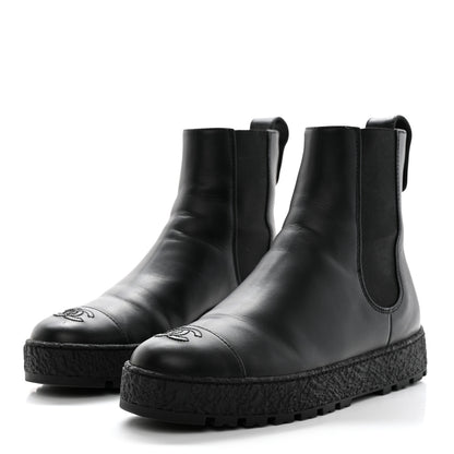 Chanel Calfskin Cap Toe CC Ankle Boots 40 Black 3 of 10