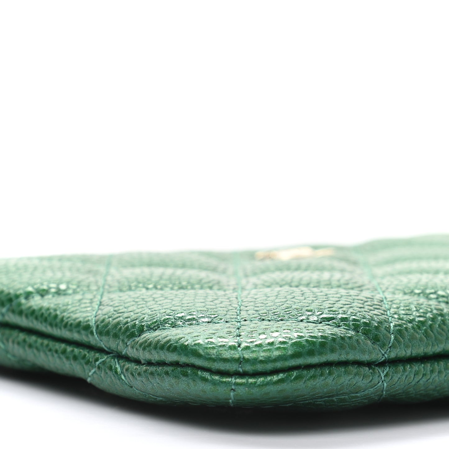 Caviar Quilted Small Cosmetic Case Green