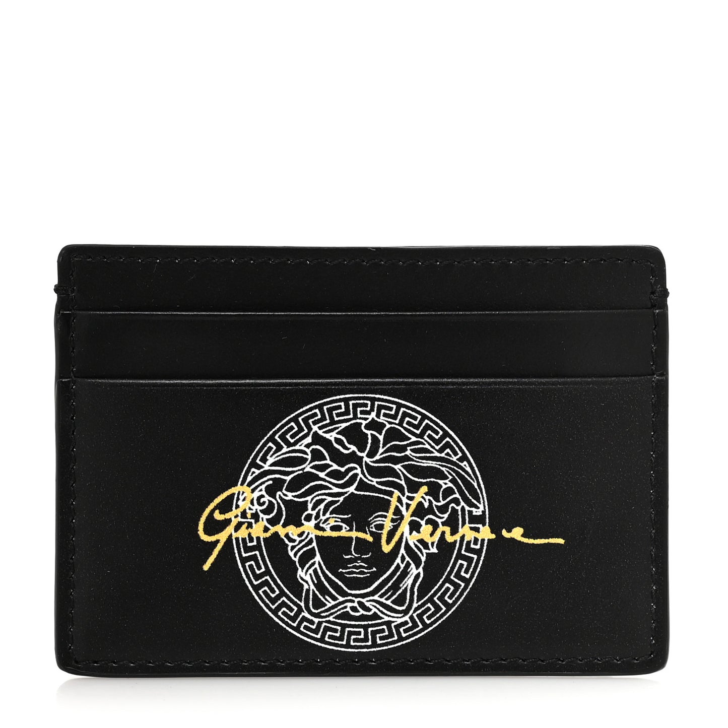 Calfskin Logo Card Holder Black