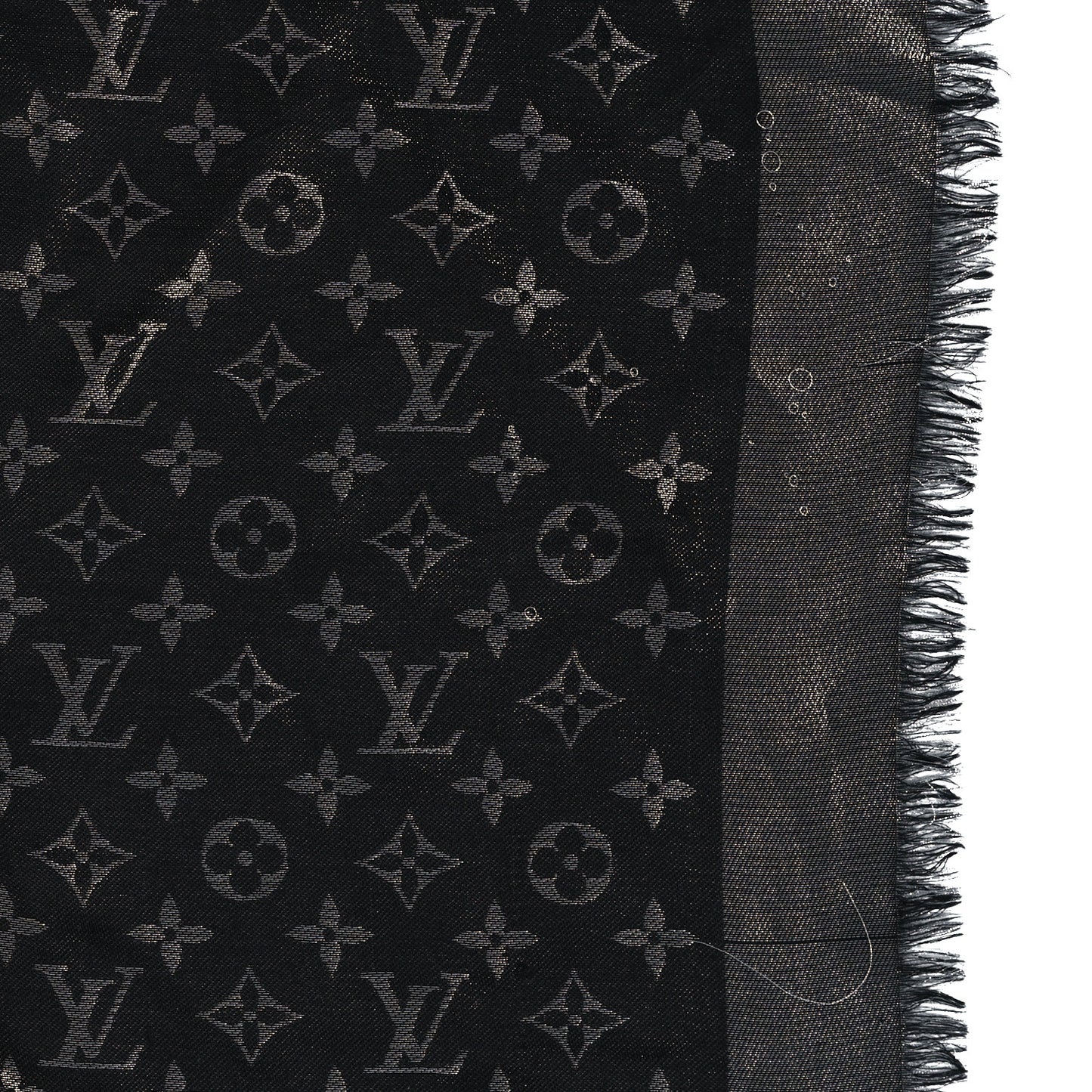 Silk Lurex Wool Monogram Shine Shawl Black