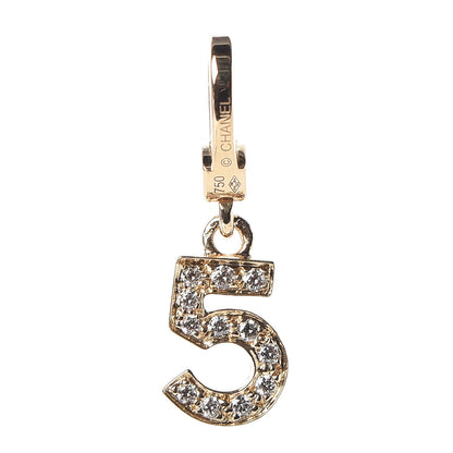Chanel 18K Yellow Gold Diamond Number 5 Charm 1 of 5