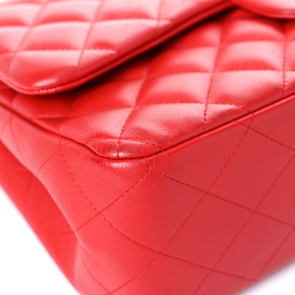 Chanel Lambskin Quilted Jumbo Double Flap Red 8 of 35