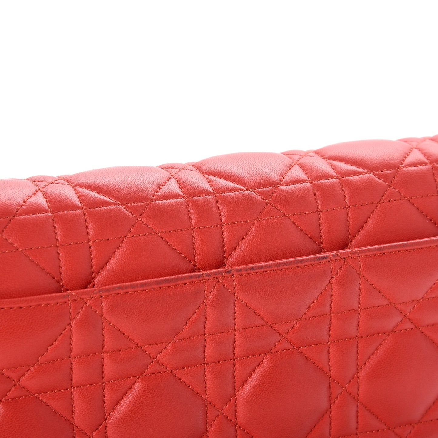 Lambskin Cannage Miss Dior Promenade Pouch Vermillion