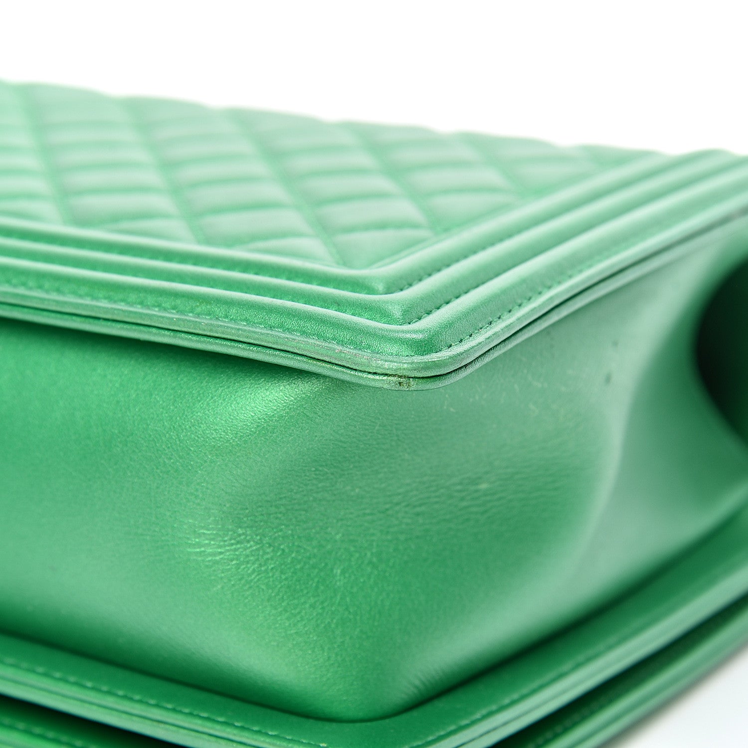Chanel Metallic Calfskin Quilted New Medium Boy Flap Green 10 of 13