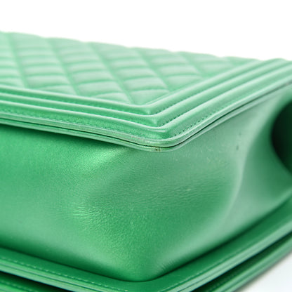 Chanel Metallic Calfskin Quilted New Medium Boy Flap Green 10 of 13
