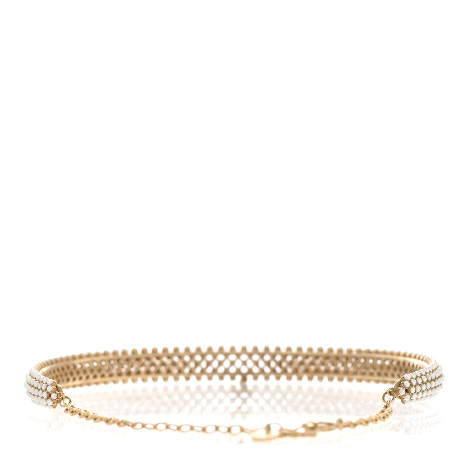 Christian Dior Pearl Metal Long Lariat Necklace Gold 6 of 9