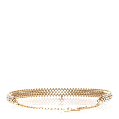 Christian Dior Pearl Metal Long Lariat Necklace Gold 6 of 9