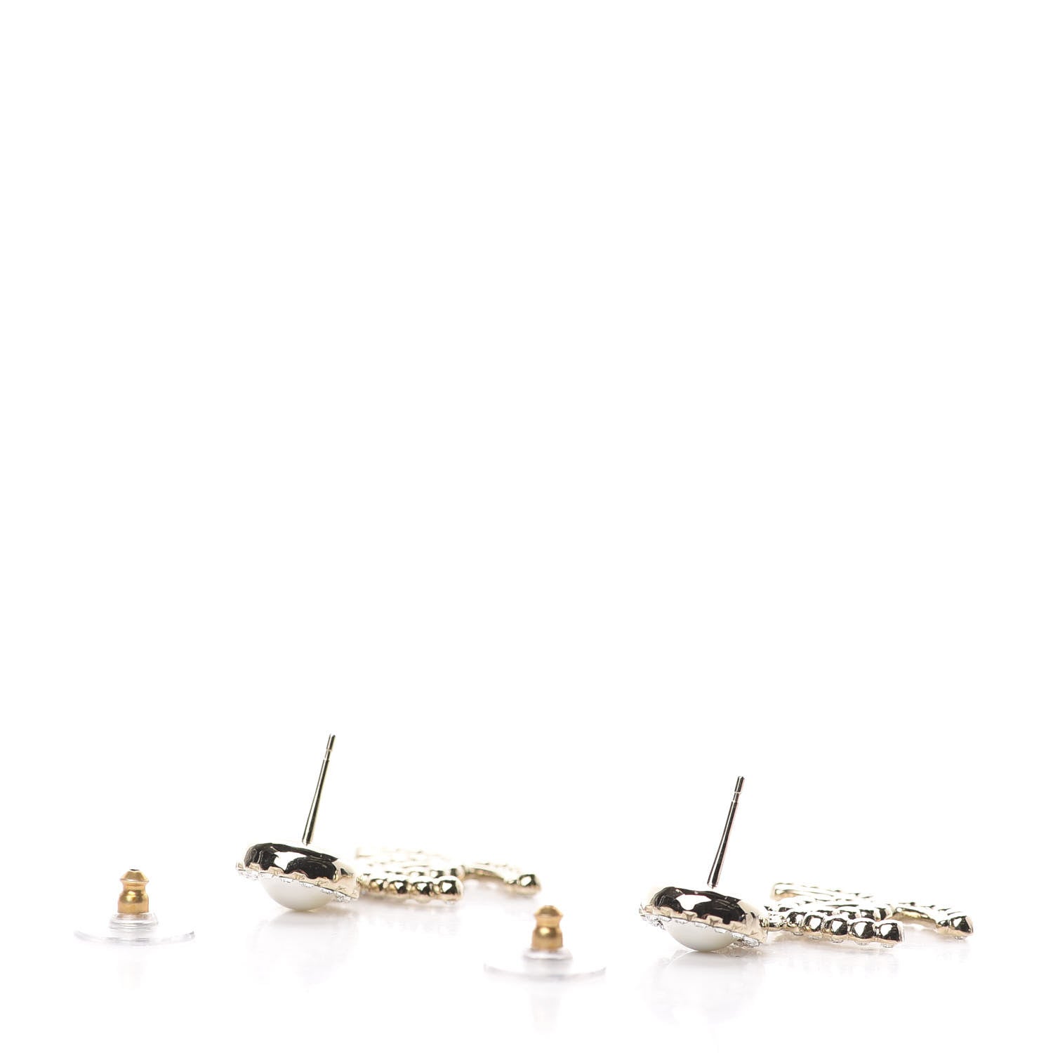 Chanel Crystal Pearl Bow-tiful CC Drop Earrings Gold 3 of 5