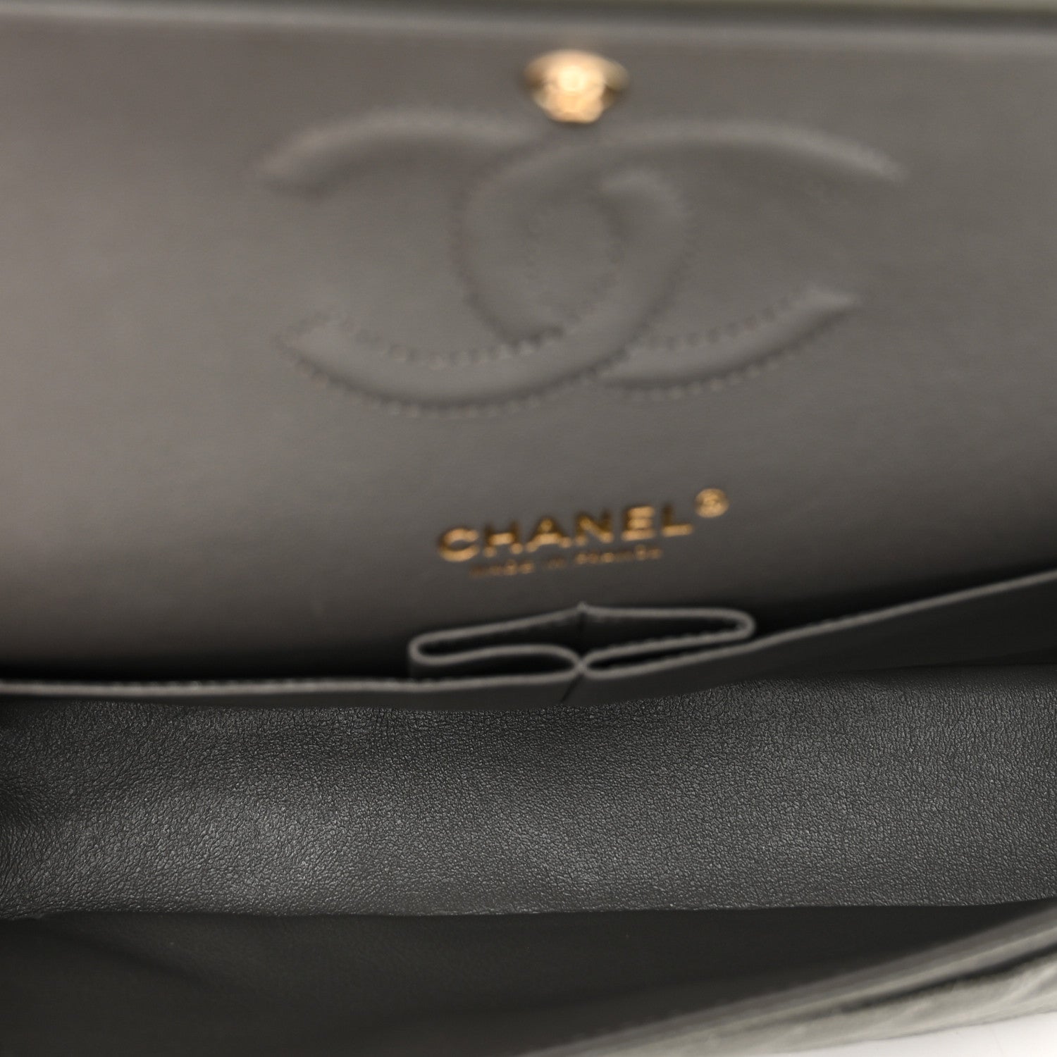 Chanel Caviar Chevron Quilted Medium Double Flap Dark Grey 6 of 11